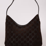 Gucci Suede Monogram Shoulder Bag - FashioNica