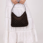 Gucci Suede Monogram Shoulder Bag - FashioNica
