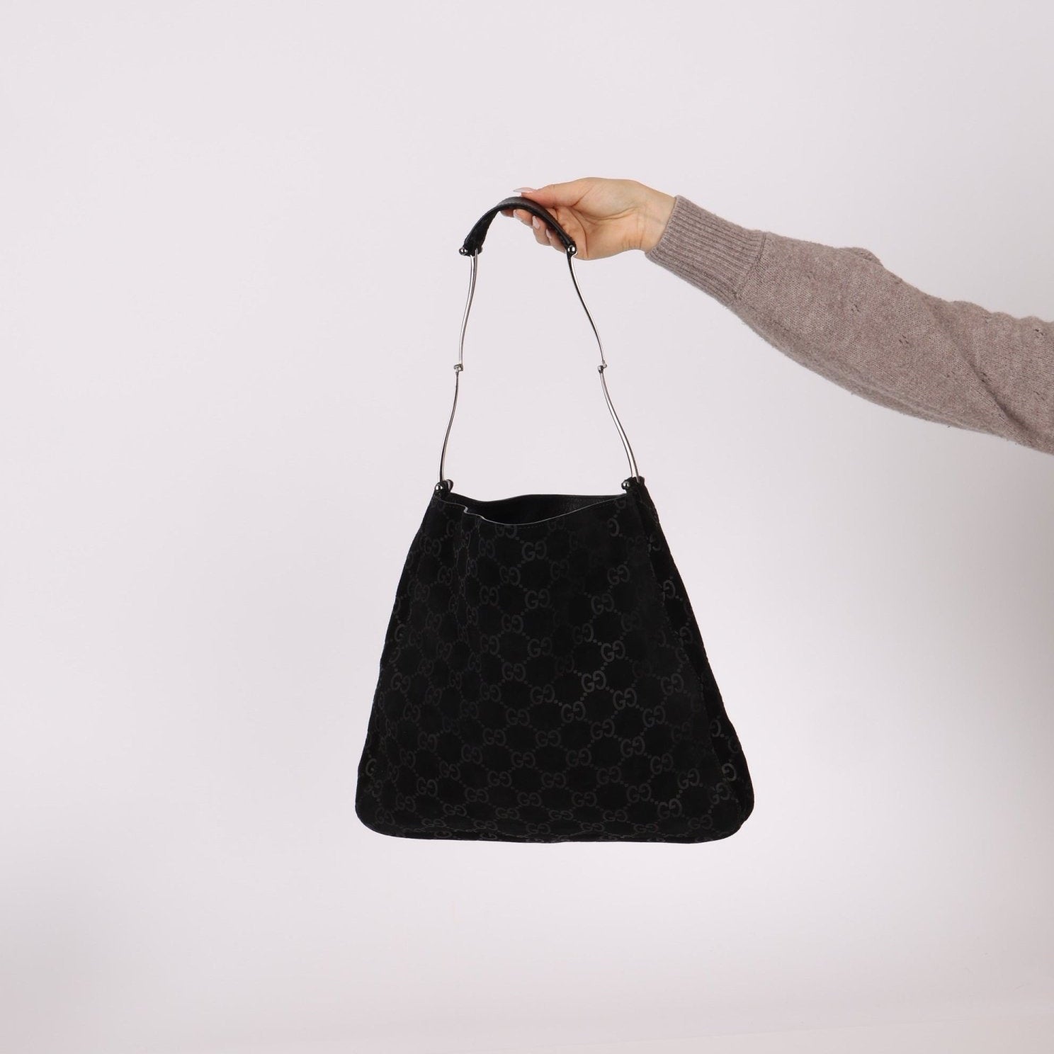 Gucci Suede Monogram Tote w/ Pouch - FashioNica