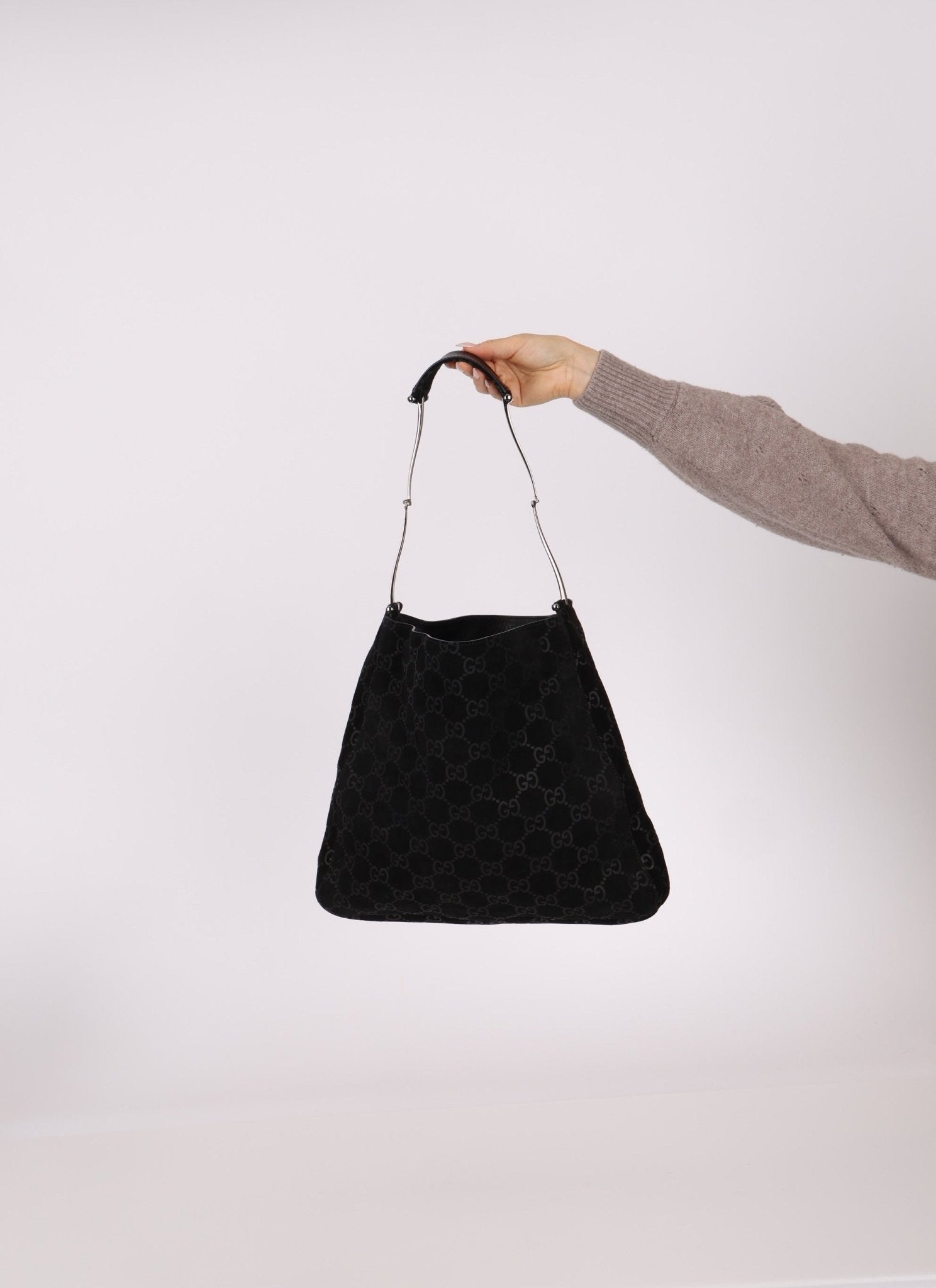 Gucci Suede Monogram Tote w/ Pouch - FashioNica