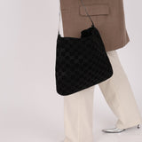 Gucci Suede Monogram Tote w/ Pouch - FashioNica