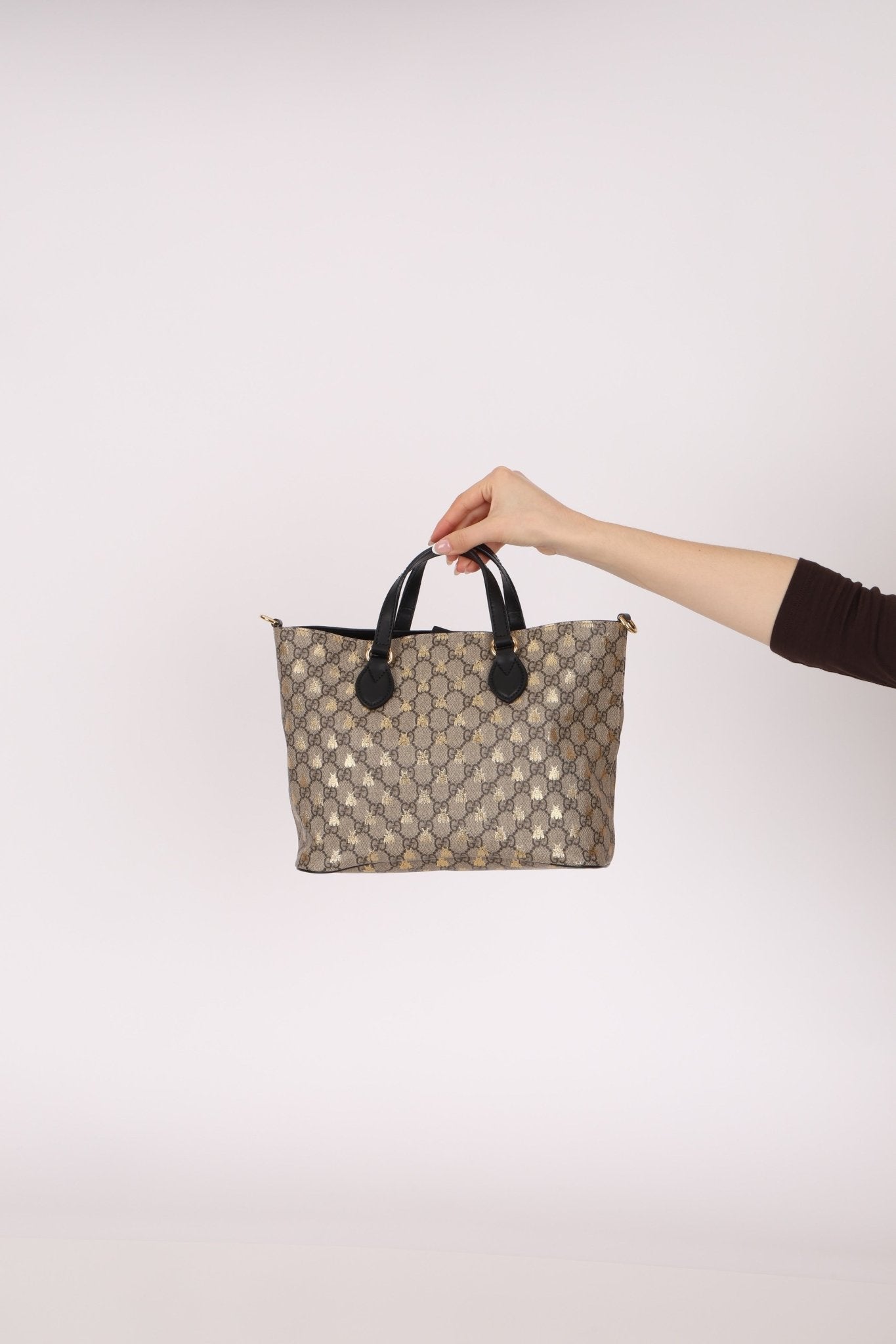 Gucci Supreme Monogram Bees Print Mini Tote Bag - FashioNica
