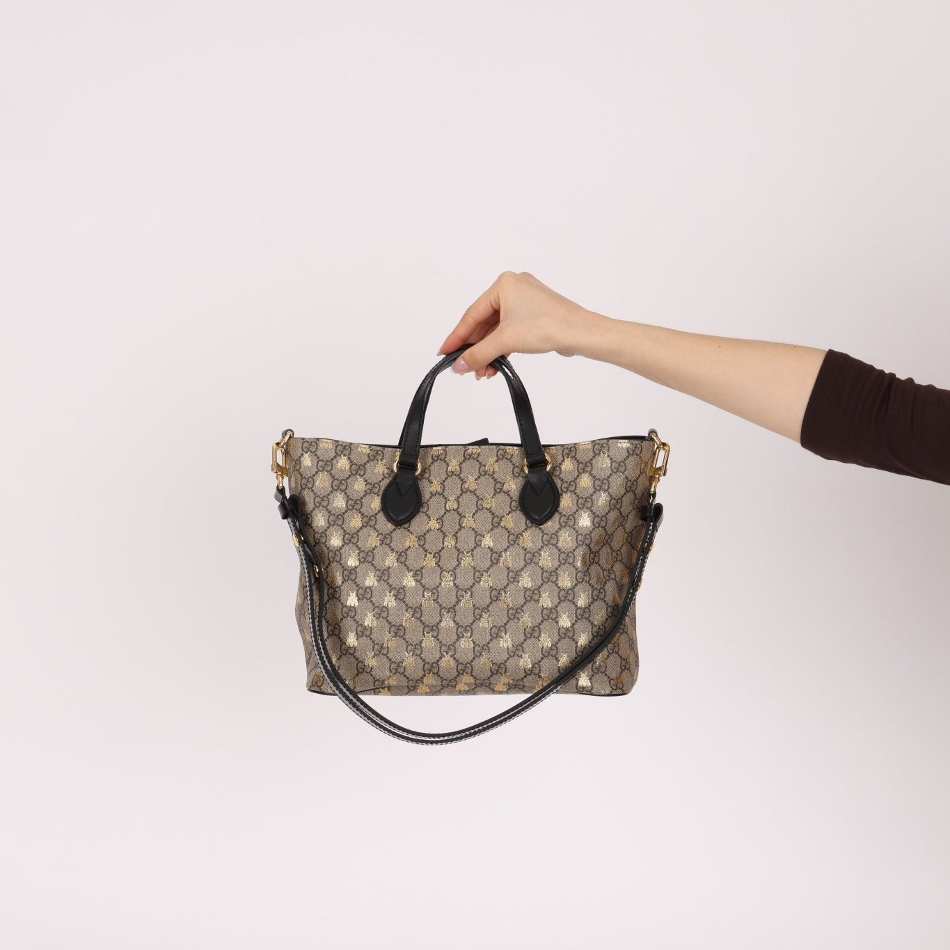 Gucci Supreme Monogram Bees Print Mini Tote Bag - FashioNica