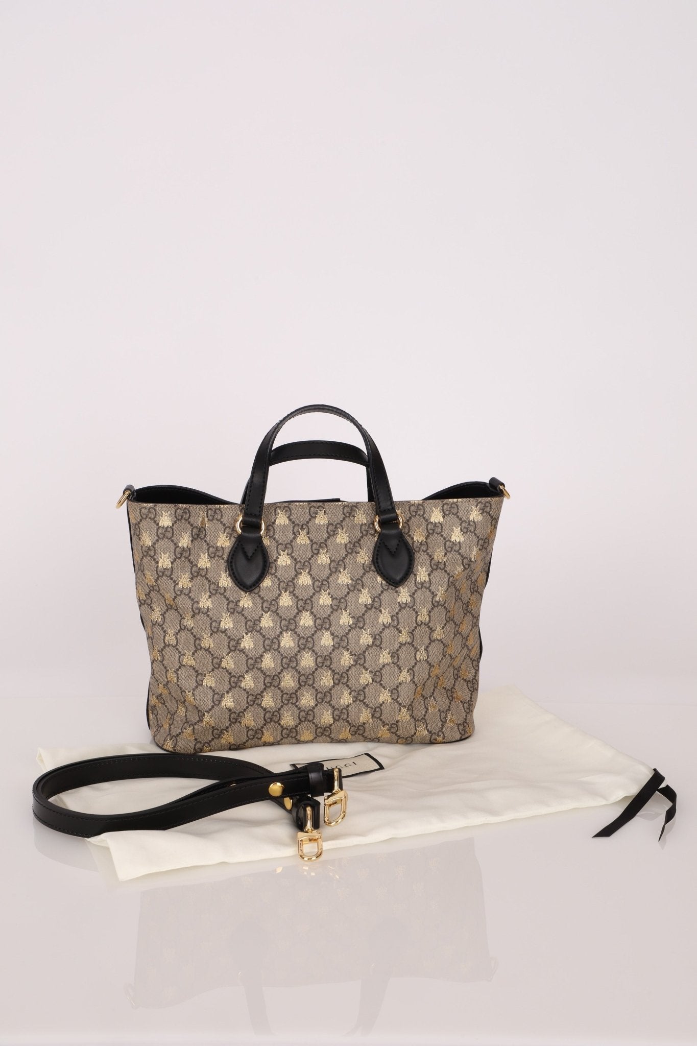 Gucci Supreme Monogram Bees Print Mini Tote Bag - FashioNica