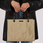 Gucci Taupe Nylon Bamboo Top Handle - FashioNica