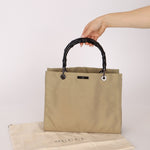 Gucci Taupe Nylon Bamboo Top Handle - FashioNica
