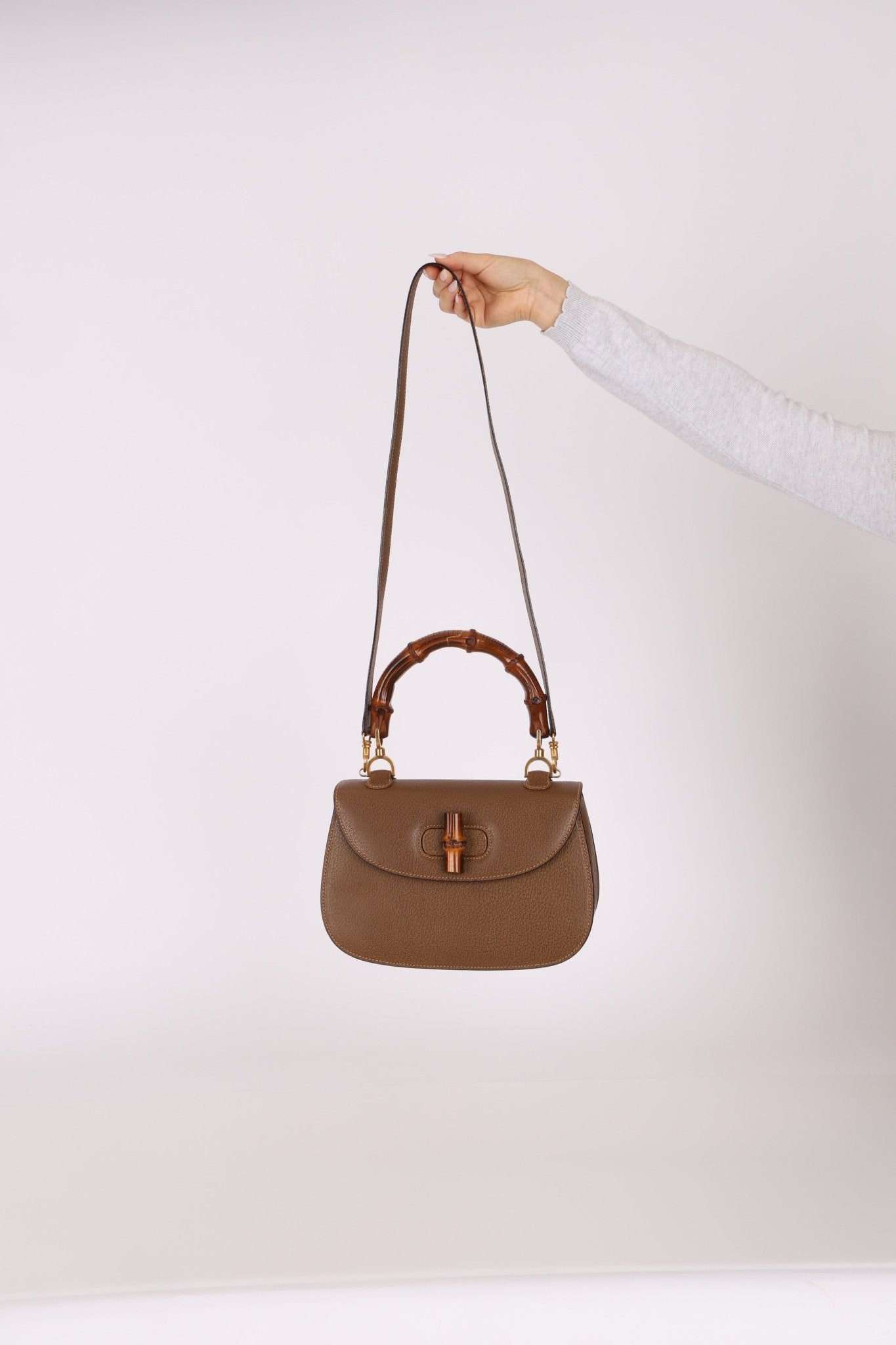 Gucci Vintage 1947 Bamboo Turnlock Top Handle with Strap - FashioNica