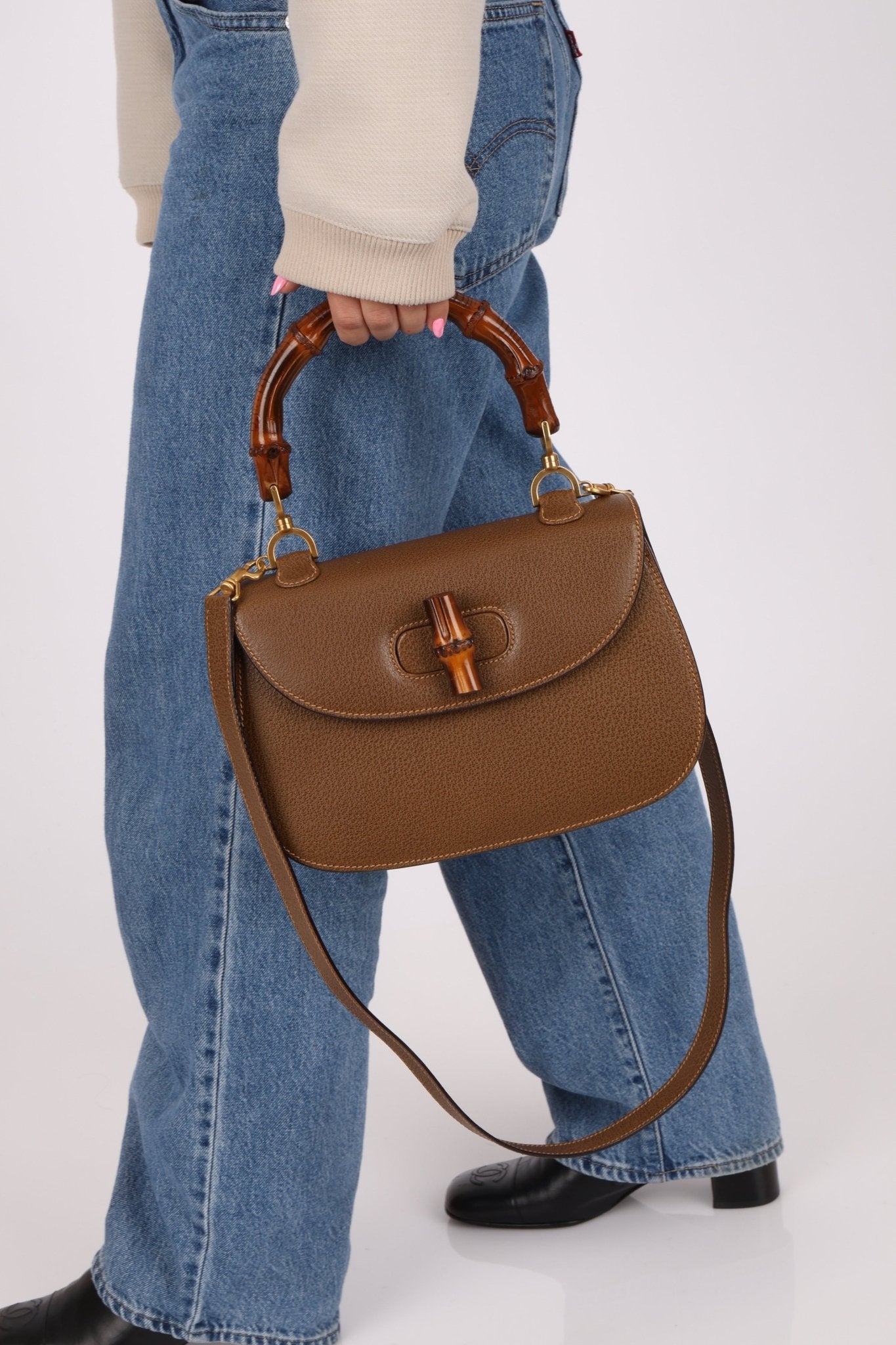 Gucci Vintage 1947 Bamboo Turnlock Top Handle with Strap - FashioNica