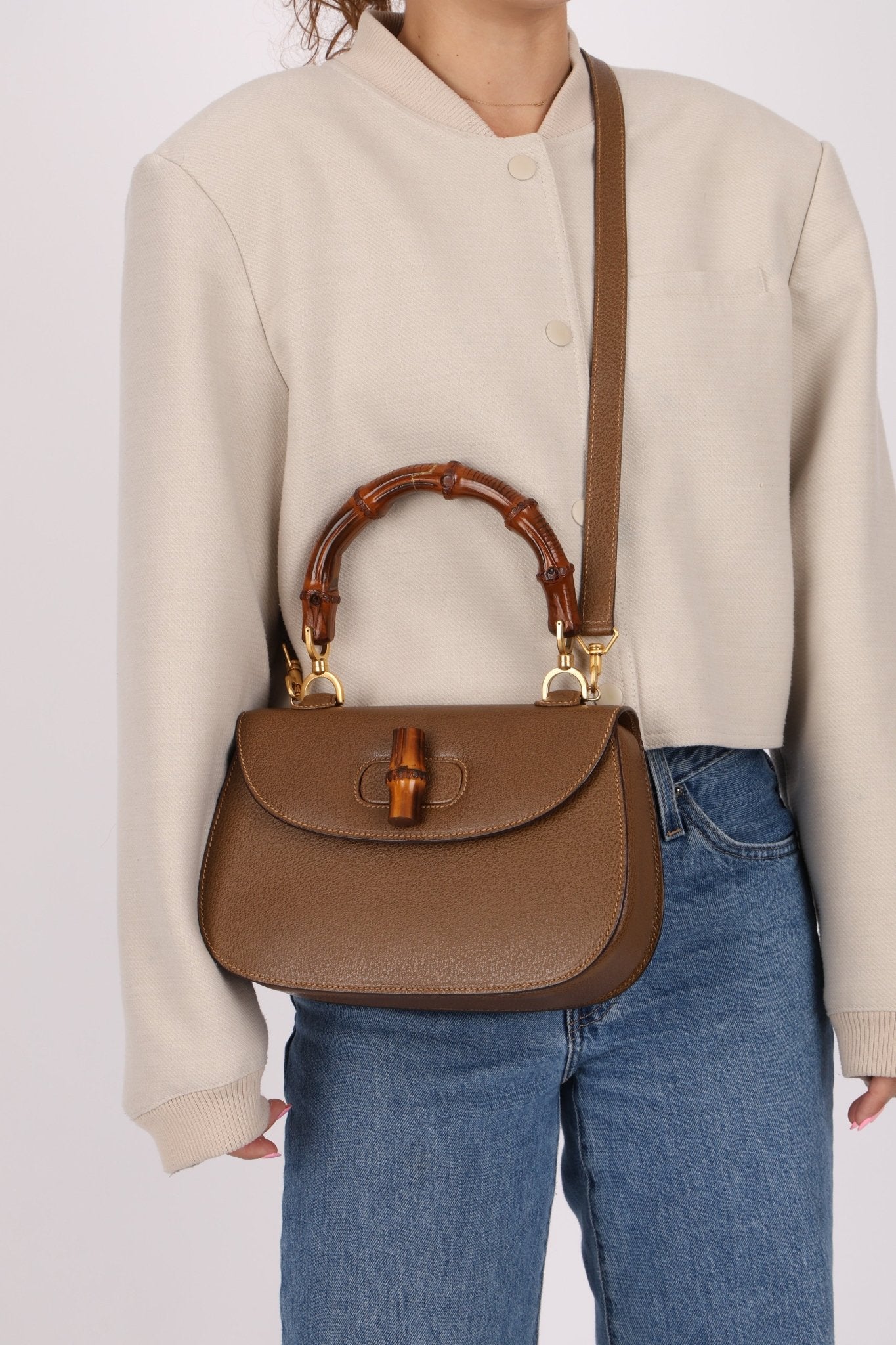 Gucci Vintage 1947 Bamboo Turnlock Top Handle with Strap - FashioNica