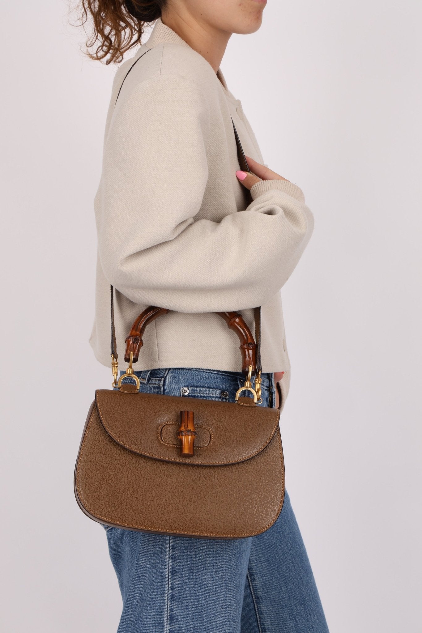 Gucci Vintage 1947 Bamboo Turnlock Top Handle with Strap - FashioNica