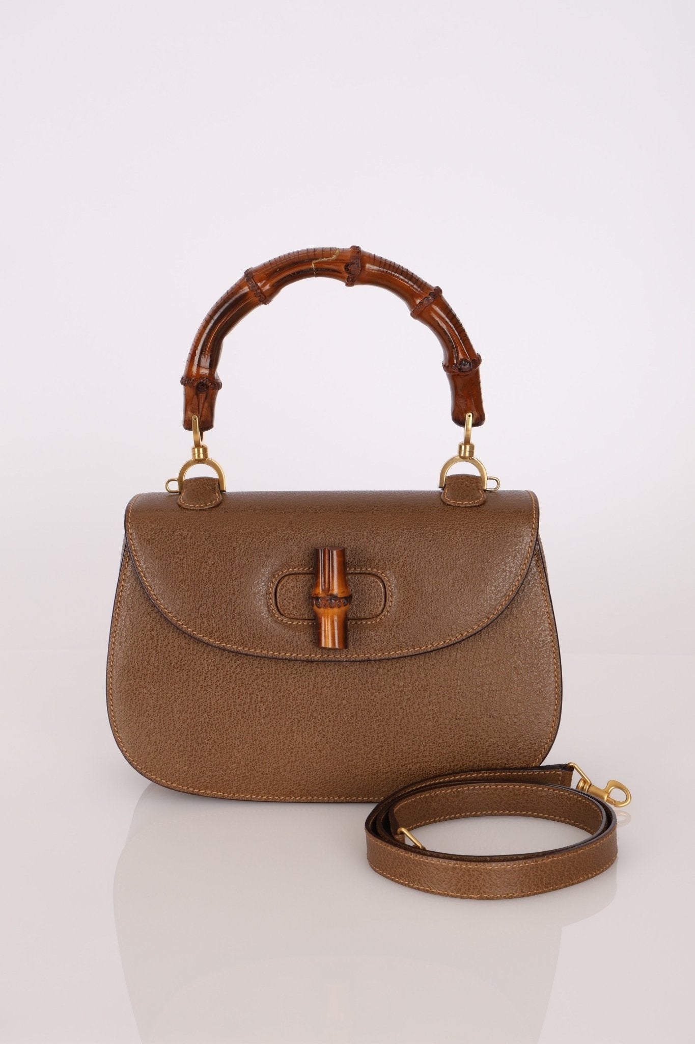 Gucci Vintage 1947 Bamboo Turnlock Top Handle with Strap - FashioNica
