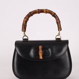 Gucci Vintage 1947 Black Bamboo Turnlock Top Handle - FashioNica