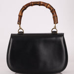 Gucci Vintage 1947 Black Bamboo Turnlock Top Handle - FashioNica
