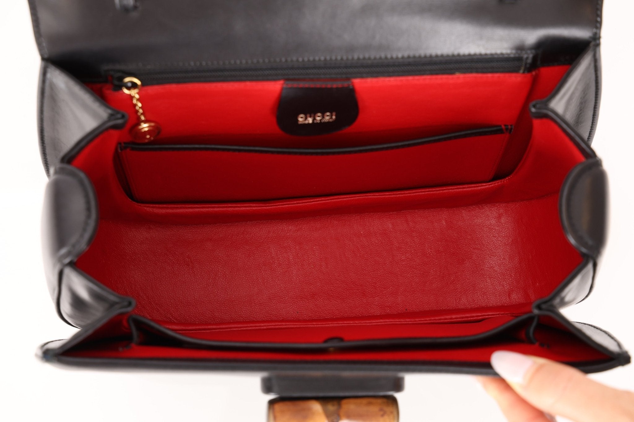 Gucci Vintage 1947 Black Bamboo Turnlock Top Handle - FashioNica