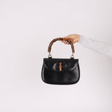 Gucci Vintage 1947 Black Bamboo Turnlock Top Handle - FashioNica