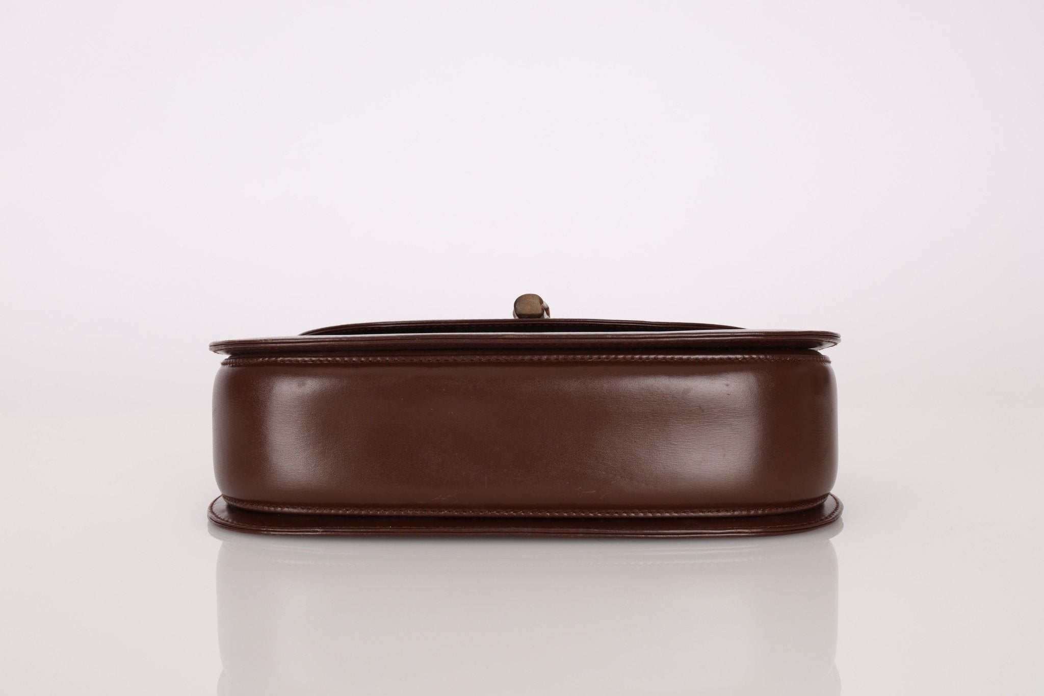 Gucci Vintage 1947 Chocolate Bamboo Turnlock Top Handle with Strap - FashioNica