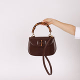Gucci Vintage 1947 Chocolate Bamboo Turnlock Top Handle with Strap - FashioNica