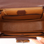 Gucci Vintage 1947 Chocolate Bamboo Turnlock Top Handle with Strap - FashioNica