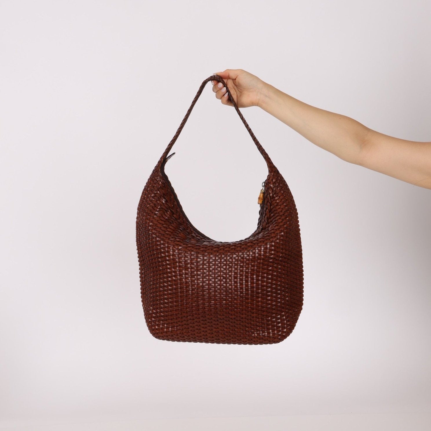 Gucci Woven Leather Zip Hobo - FashioNica