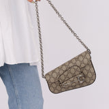 Gucci x Billie Eilish 1955 Coated Canvas Asymmetrical Horsebit Mini Shoulder Bag on Chain - FashioNica