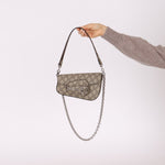 Gucci x Billie Eilish 1955 Coated Canvas Asymmetrical Horsebit Mini Shoulder Bag on Chain - FashioNica