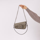 Gucci x Billie Eilish 1955 Coated Canvas Asymmetrical Horsebit Mini Shoulder Bag on Chain - FashioNica