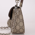 Gucci x Billie Eilish 1955 Coated Canvas Asymmetrical Horsebit Mini Shoulder Bag on Chain - FashioNica