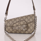 Gucci x Billie Eilish 1955 Coated Canvas Asymmetrical Horsebit Mini Shoulder Bag on Chain - FashioNica