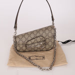 Gucci x Billie Eilish 1955 Coated Canvas Asymmetrical Horsebit Mini Shoulder Bag on Chain - FashioNica