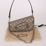 Gucci x Billie Eilish 1955 Coated Canvas Asymmetrical Horsebit Mini Shoulder Bag on Chain - FashioNica