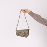 Gucci x Billie Eilish 1955 Coated Canvas Asymmetrical Horsebit Mini Shoulder Bag on Chain - FashioNica