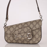 Gucci x Billie Eilish 1955 Coated Canvas Asymmetrical Horsebit Mini Shoulder Bag on Chain - FashioNica