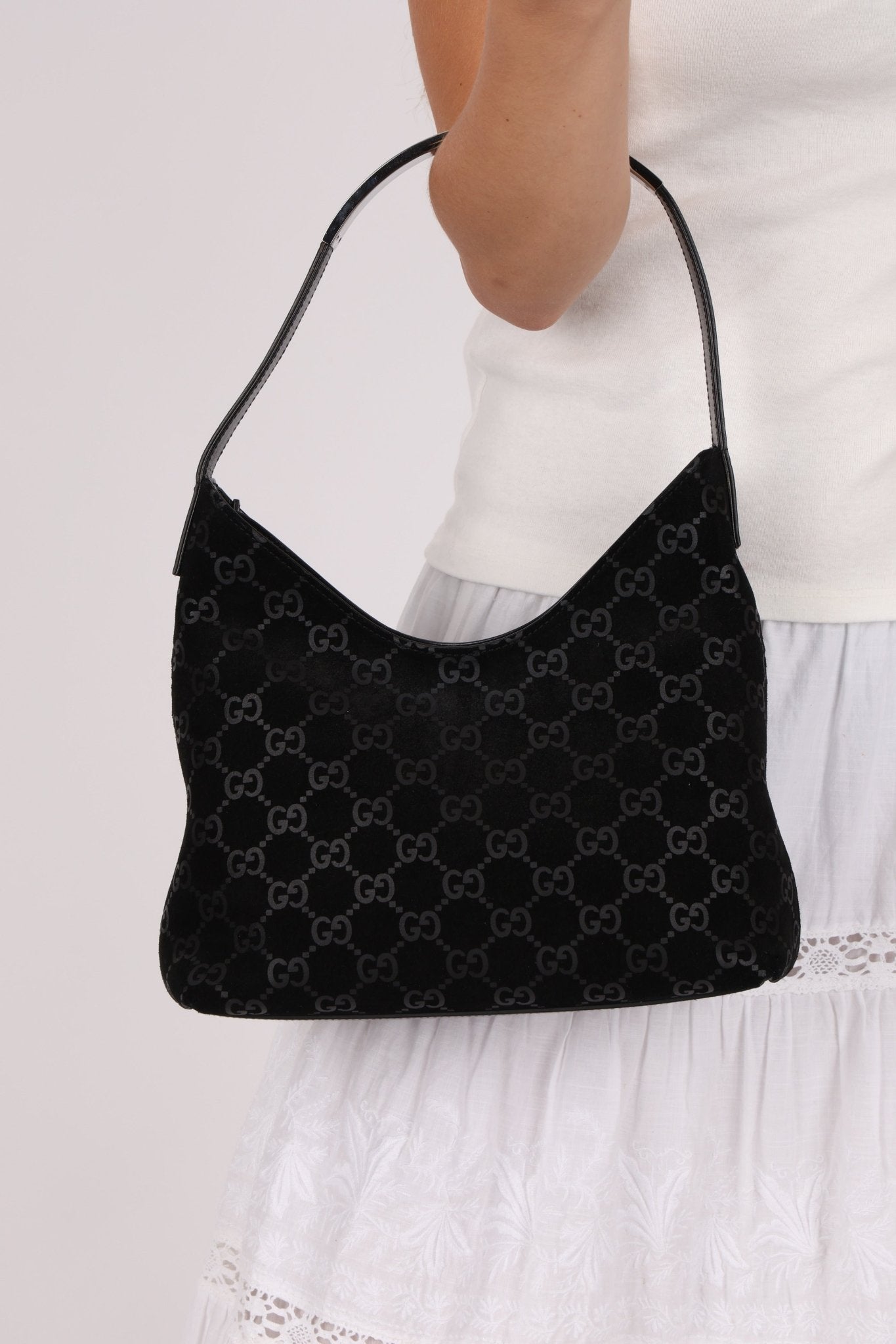 Gucci x Tom Ford Monogram Suede Shoulder Bag - FashioNica