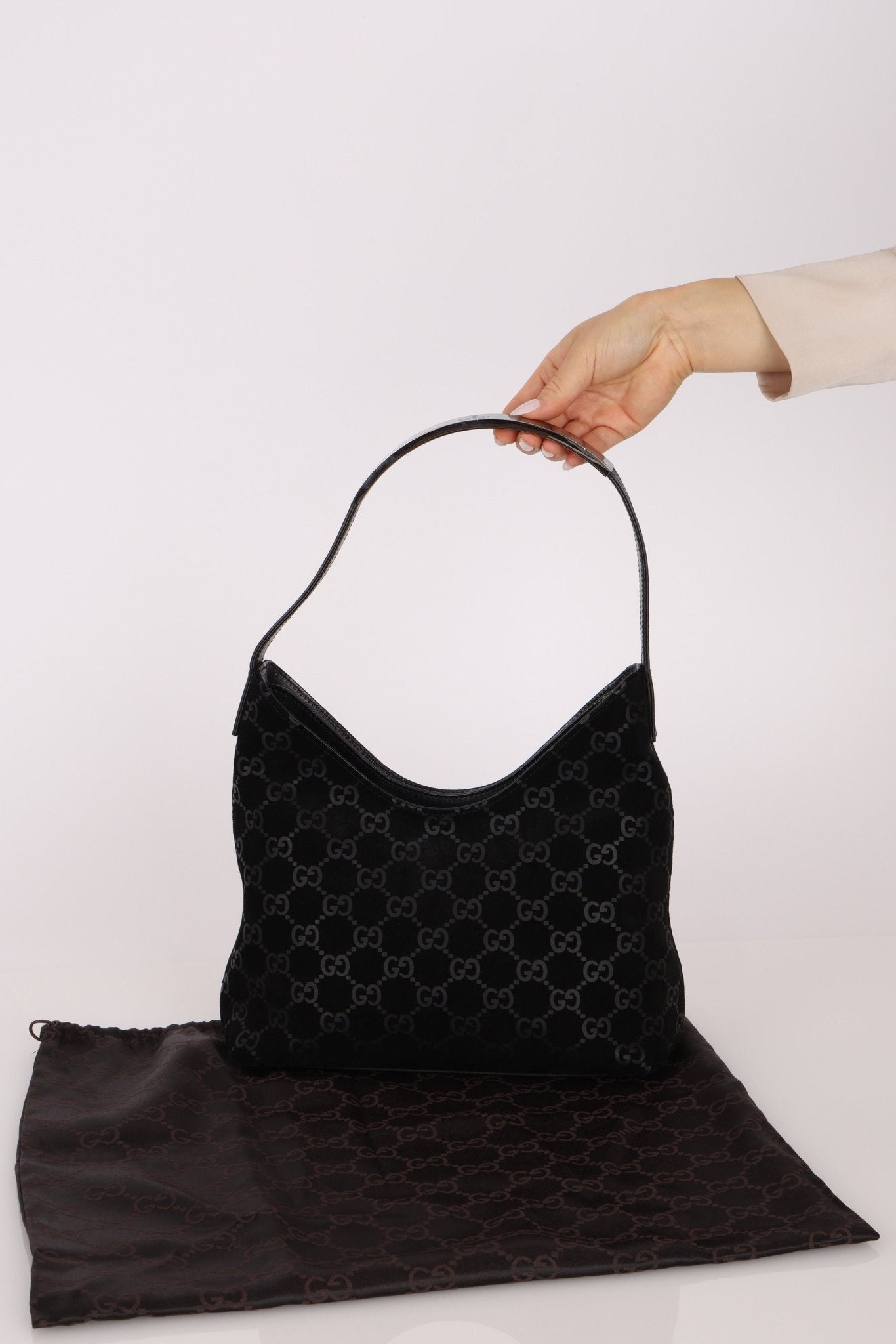 Gucci x Tom Ford Monogram Suede Shoulder Bag - FashioNica