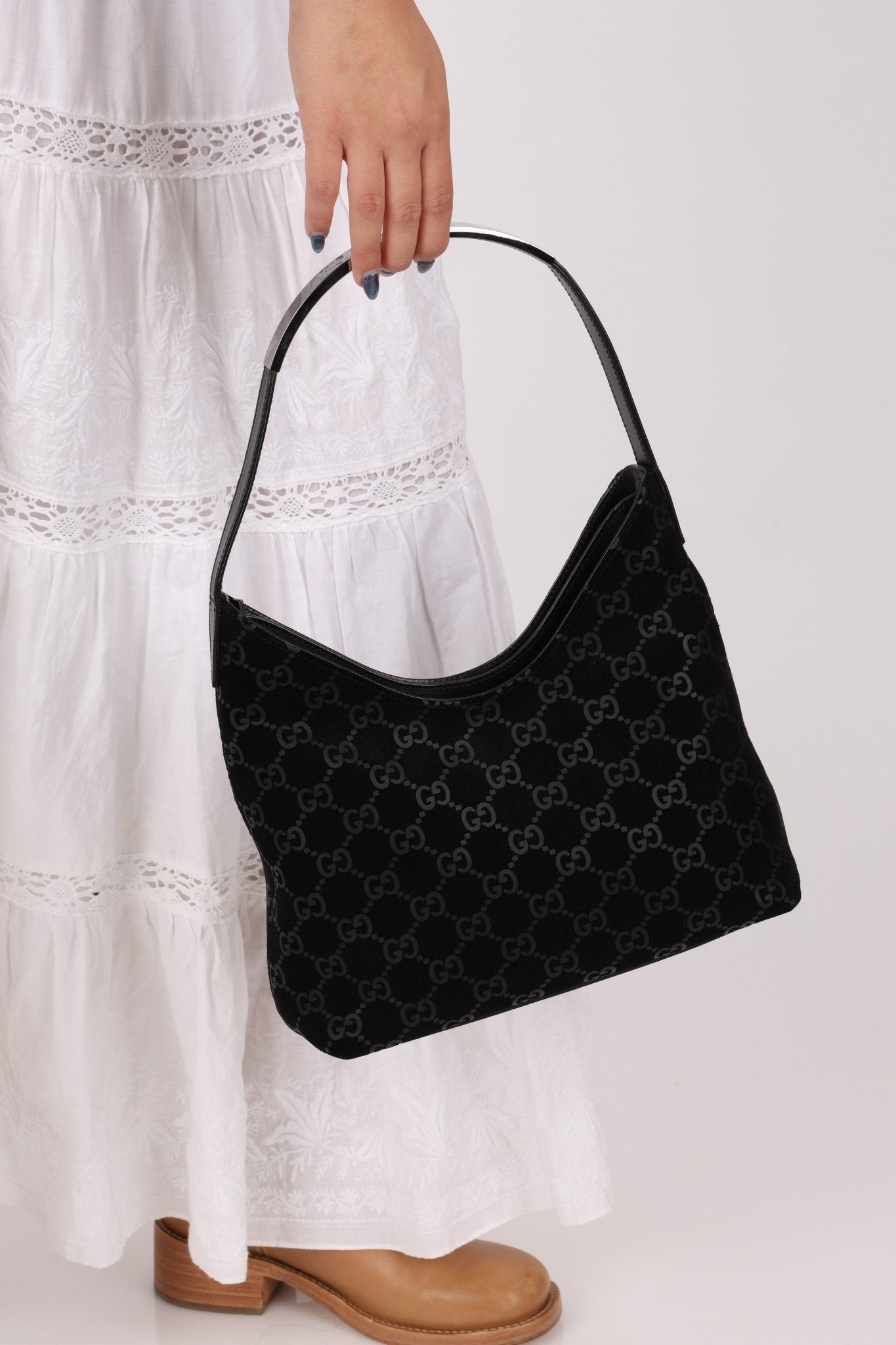 Gucci x Tom Ford Monogram Suede Shoulder Bag - FashioNica