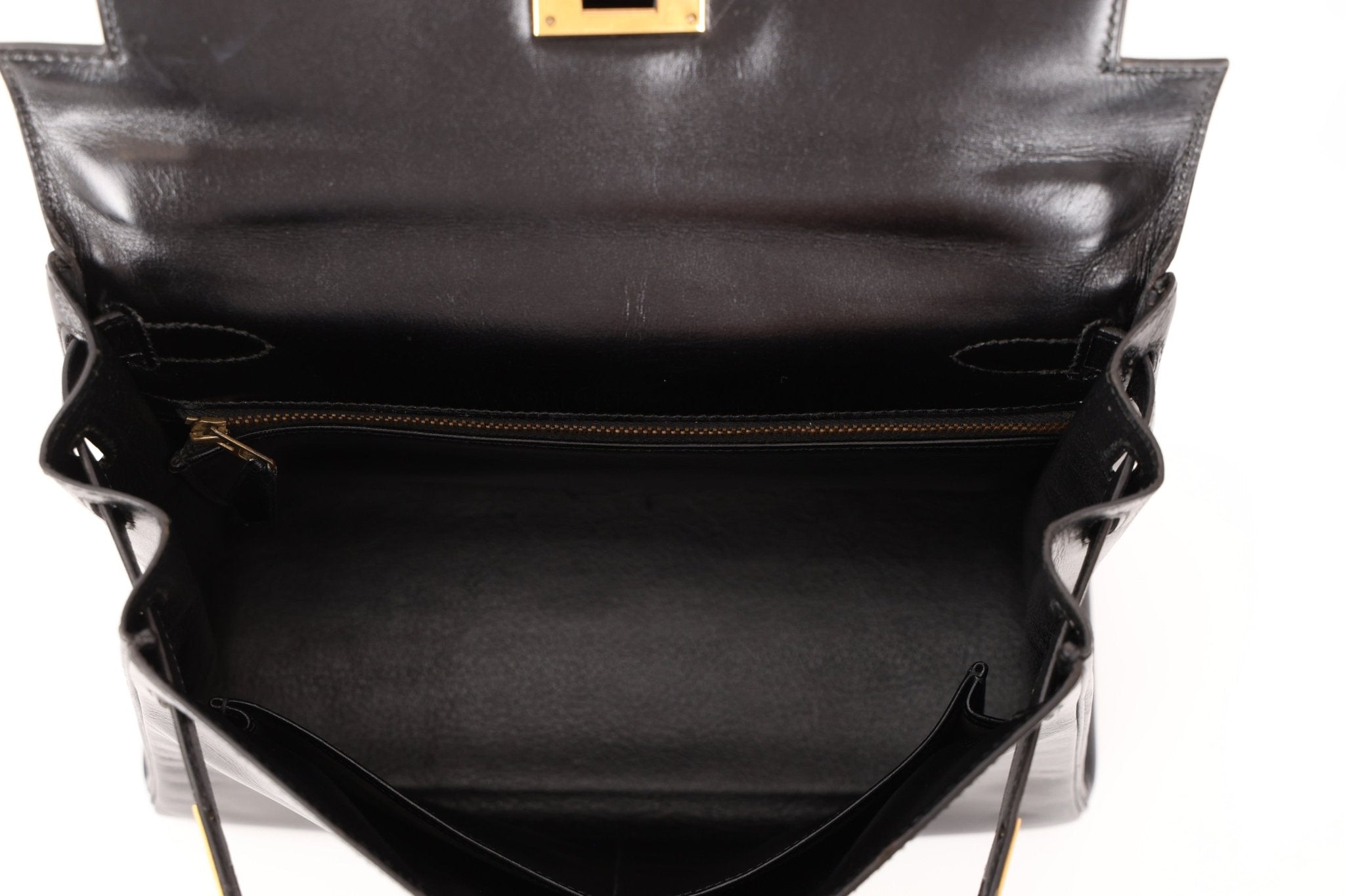 Hermès 1964 Noir Box Calf Retourne Kelly 28 - FashioNica