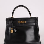 Hermès 1964 Noir Box Calf Retourne Kelly 28 - FashioNica