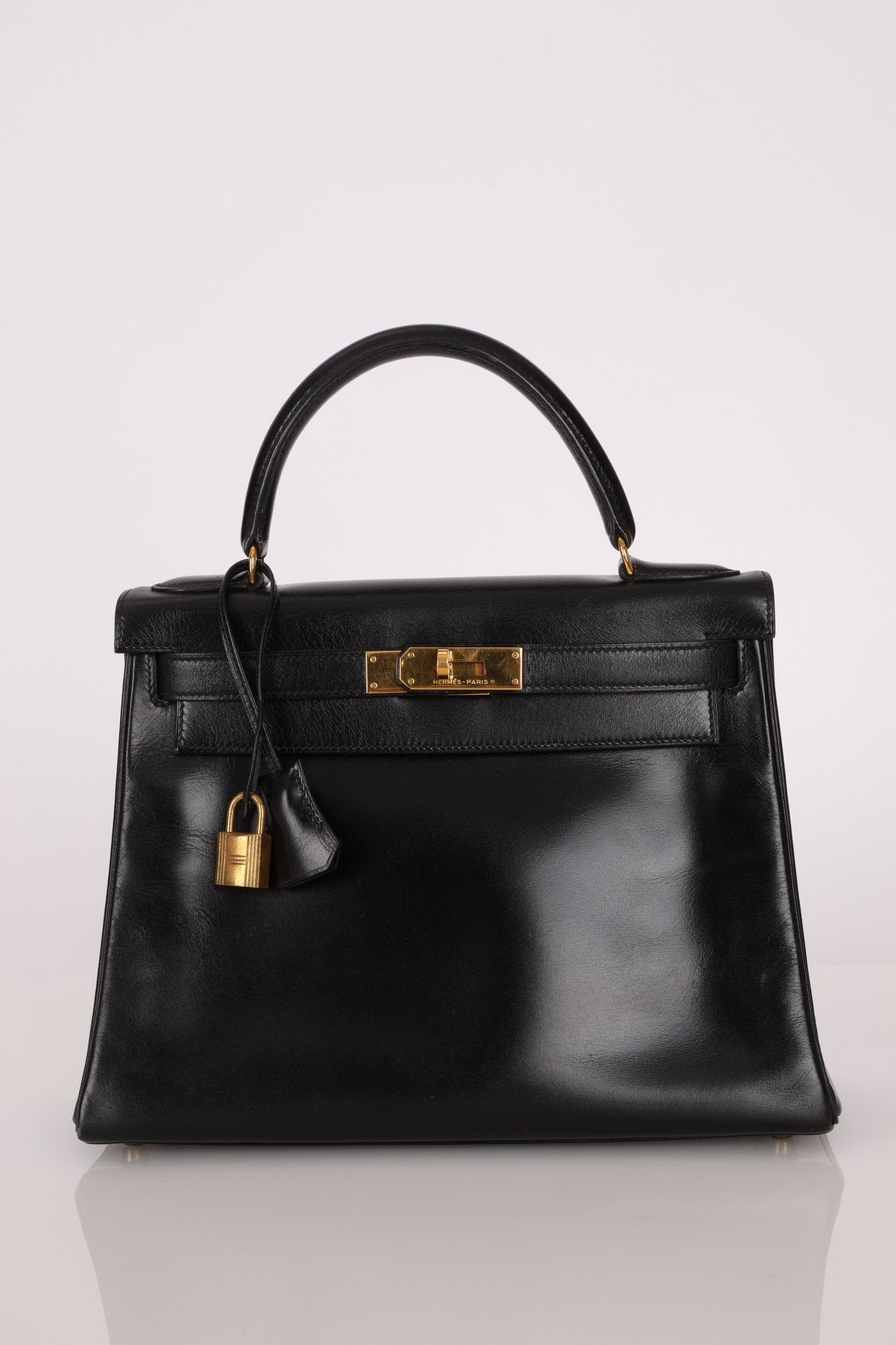Hermès 1964 Noir Box Calf Retourne Kelly 28 - FashioNica