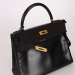 Hermès 1964 Noir Box Calf Retourne Kelly 28 - FashioNica