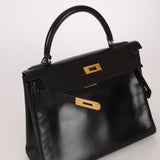 Hermès 1964 Noir Box Calf Retourne Kelly 28 - FashioNica