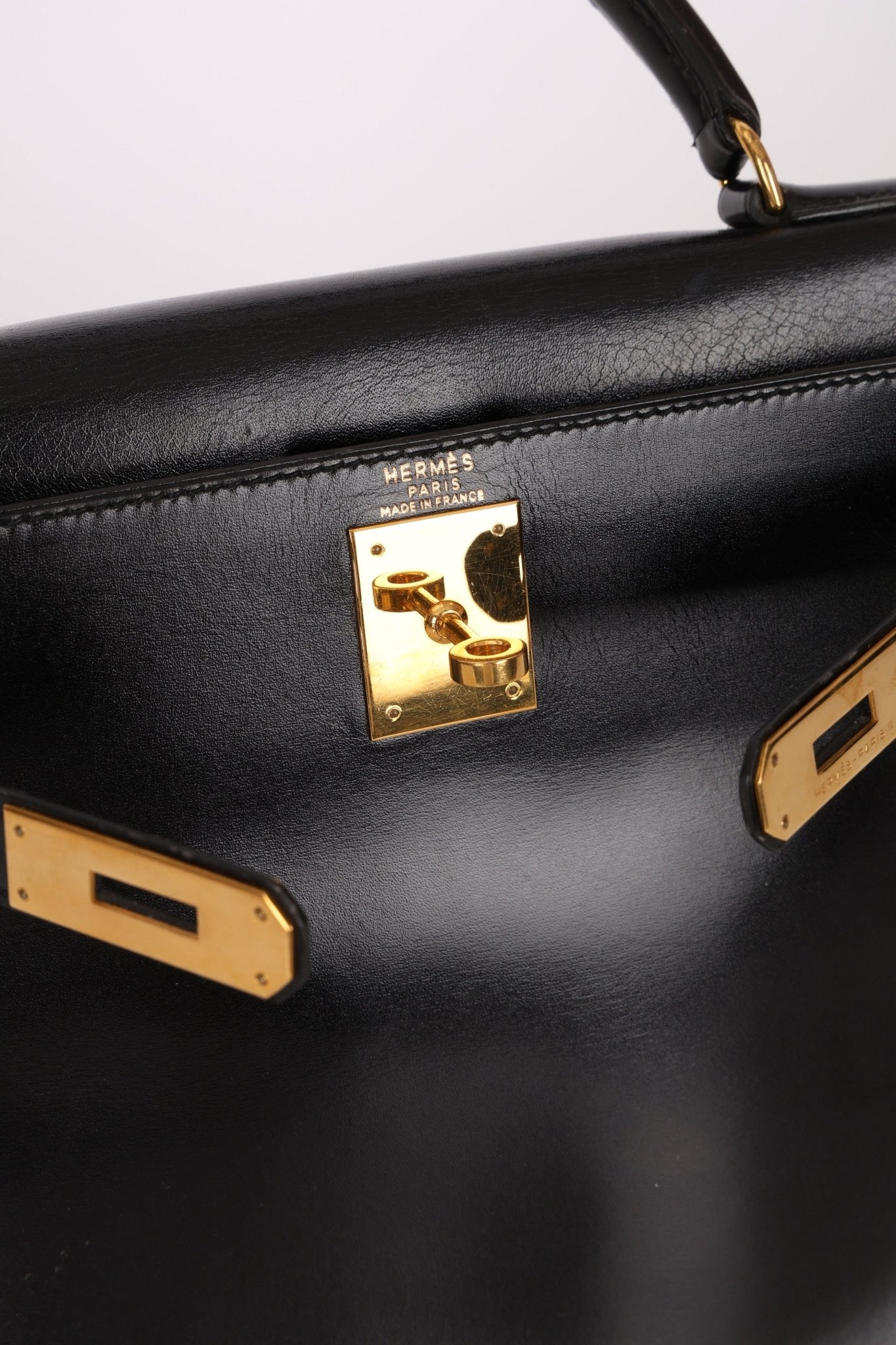 Hermès 1964 Noir Box Calf Retourne Kelly 28 - FashioNica