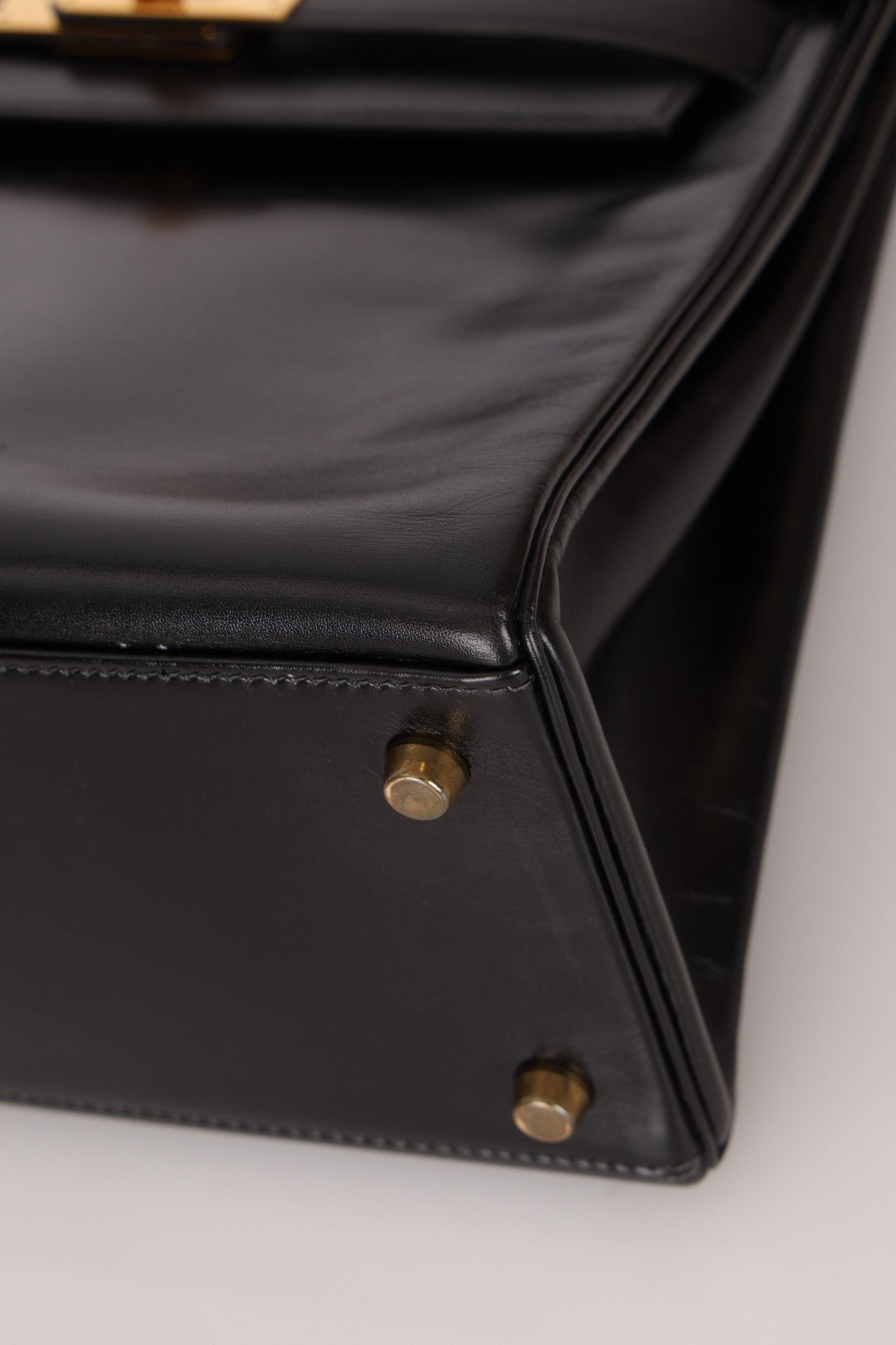 Hermès 1964 Noir Box Calf Retourne Kelly 28 - FashioNica