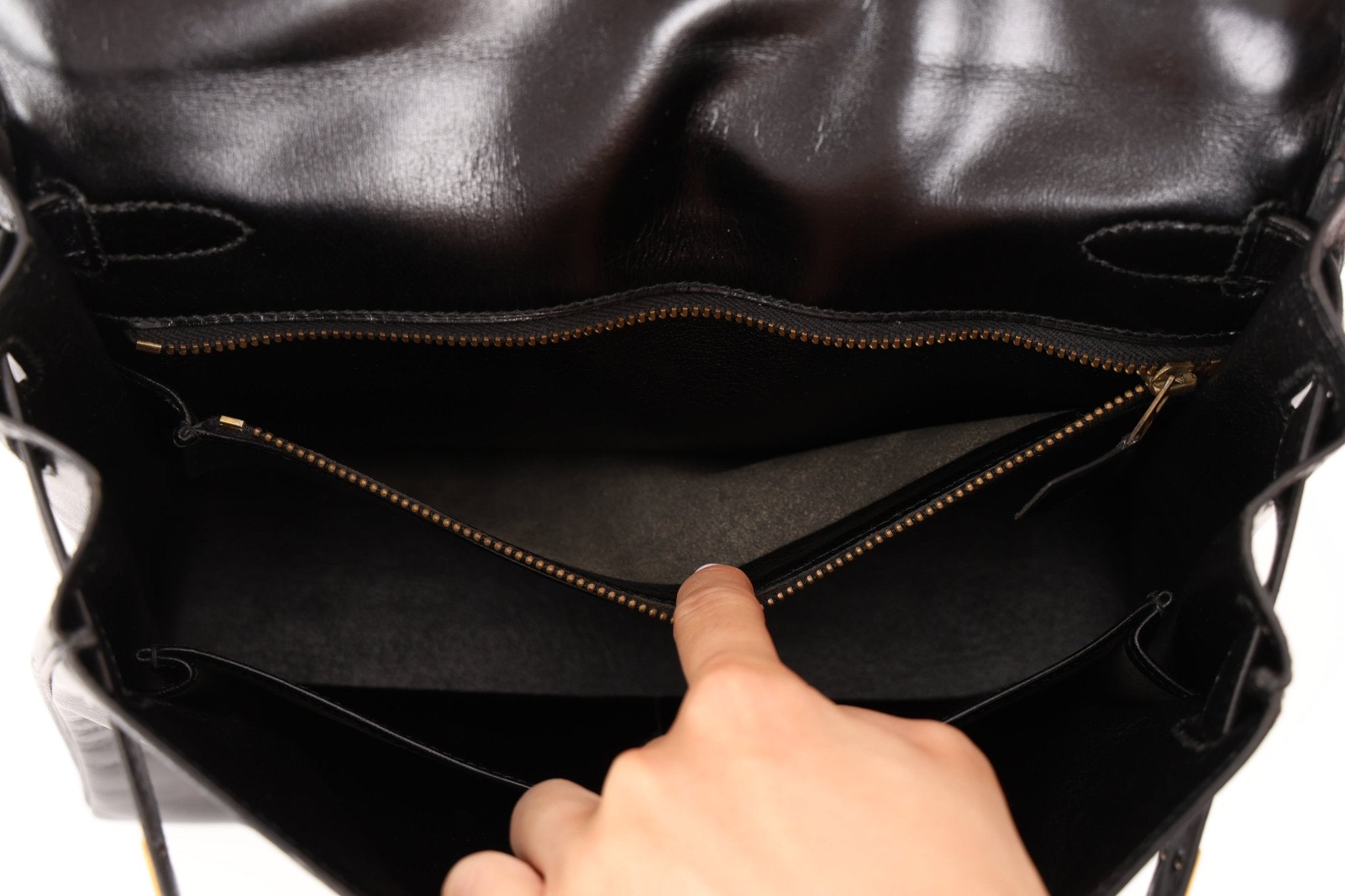 Hermès 1964 Noir Box Calf Retourne Kelly 28 - FashioNica