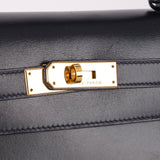 Hermès 1966 Bleu Marine Boxcalf Sellier Kelly 32 GHW - FashioNica