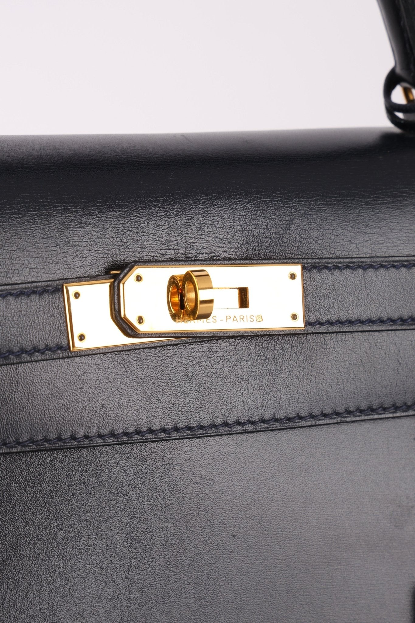 Hermès 1966 Bleu Marine Boxcalf Sellier Kelly 32 GHW - FashioNica