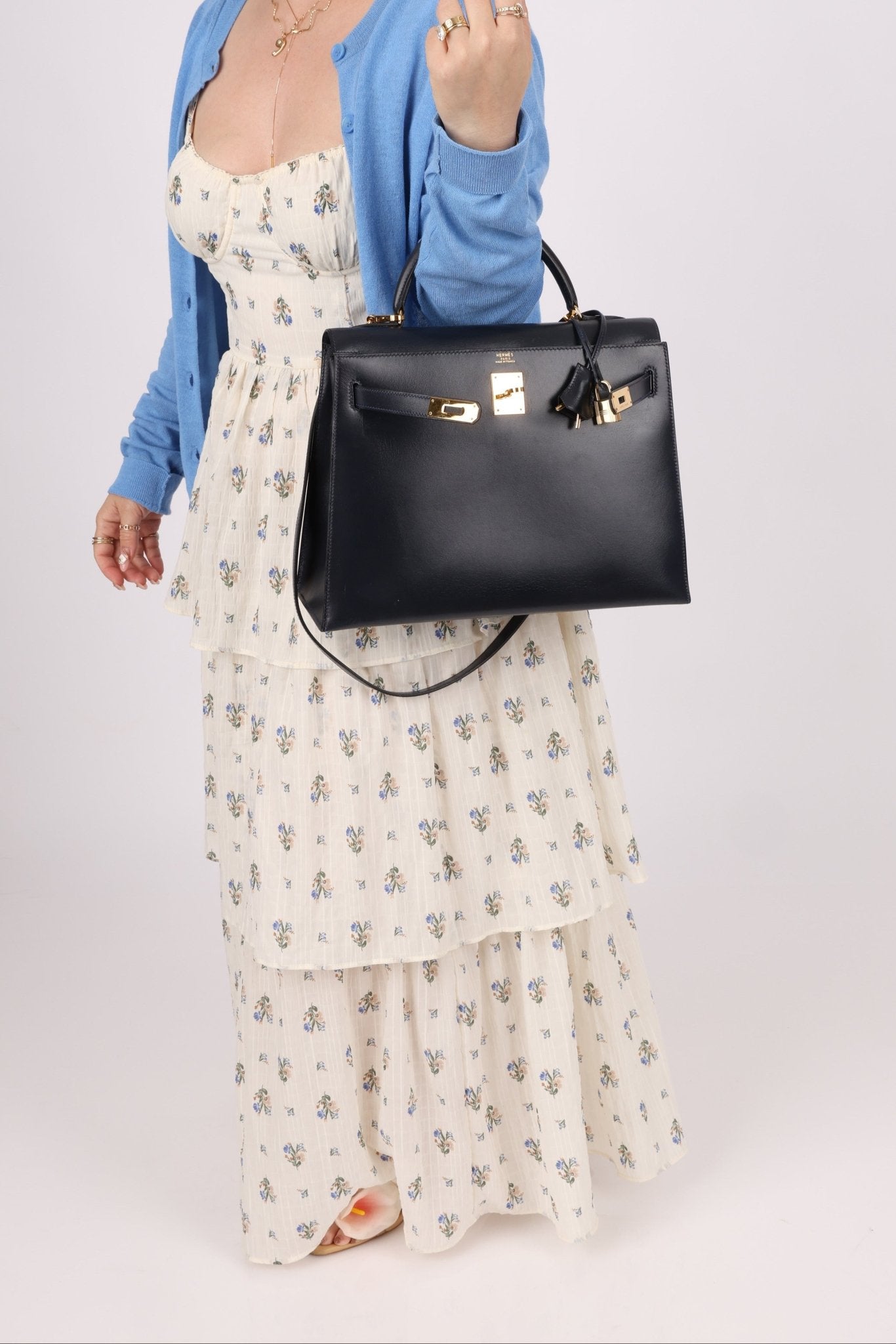 Hermès 1966 Bleu Marine Boxcalf Sellier Kelly 32 GHW - FashioNica