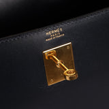 Hermès 1966 Bleu Marine Boxcalf Sellier Kelly 32 GHW - FashioNica