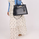 Hermès 1966 Bleu Marine Boxcalf Sellier Kelly 32 GHW - FashioNica