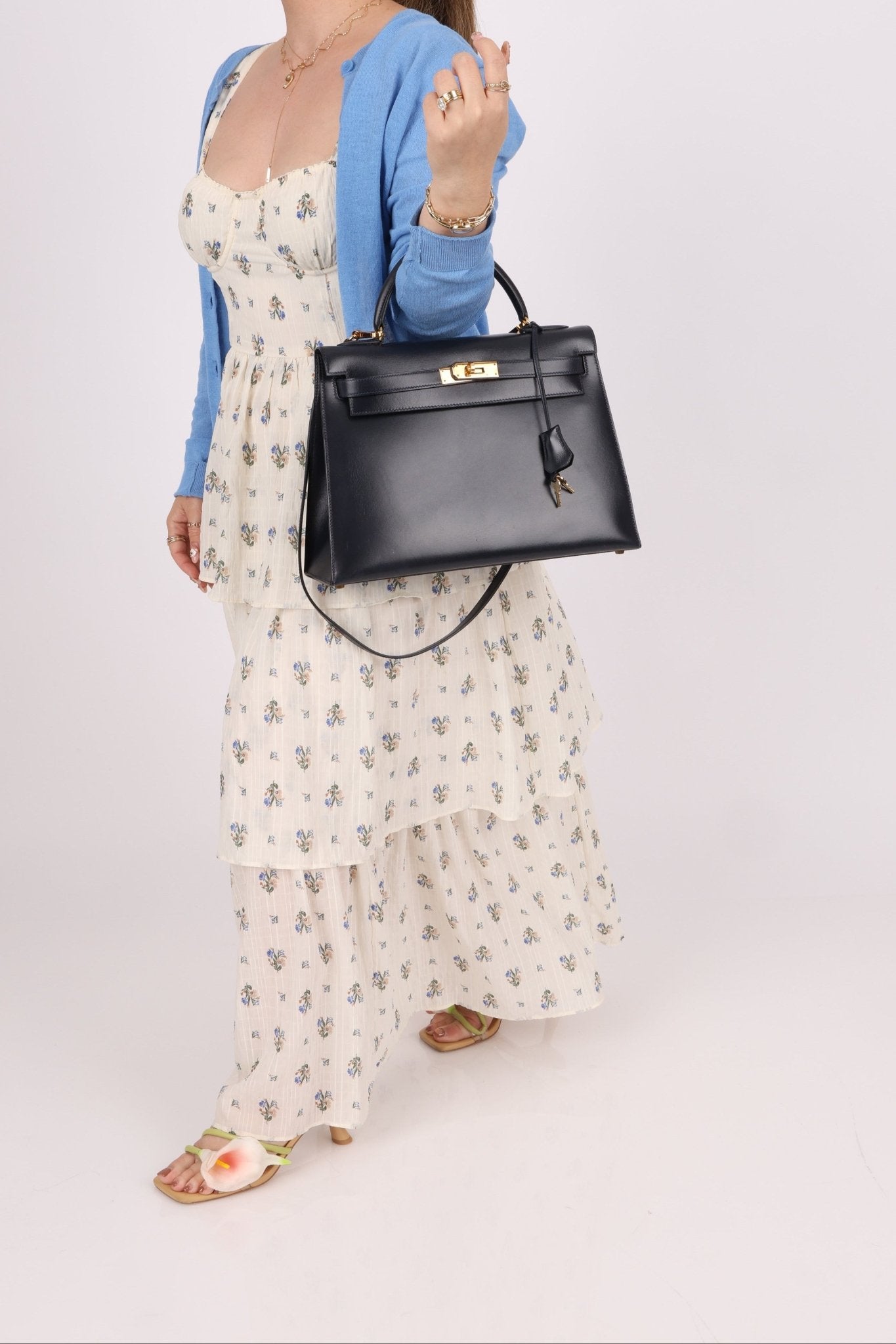 Hermès 1966 Bleu Marine Boxcalf Sellier Kelly 32 GHW - FashioNica