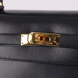 Hermès 1966 Bleu Marine Boxcalf Sellier Kelly 32 GHW - FashioNica